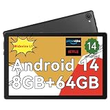 HotLight Android Tablet 10 Zoll - Android 14 Octa Core Tablet mit OTG-Übertragung und Wi-Fi 6G Widevine L1 8GB+64GB+1TB TF 5000mAh Type- C Kopfhöreranschluss Gesichtserkennung Tablet PC - Schw