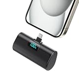 Mini Powerbank 5200mAh, Klein Power Bank USB C PD Externer Akku, Compact LCD Digitalanzeige Akkupack Kompatibel mit iPhone 16/15, Samsung S22/23 Serie, Note20/10 Serie, Huawei, iPad Pro/Air-Schw