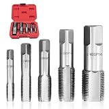 5-teiliges BSP-Rohrgewindebohrer Set, 1/8, 1/4, 3/8, 1/2, 3/4 Zoll Kohlenstoffstahl Handgewindebohrer-Set für Genaue Gewinde, Verschiedene Rohrleitungs Mechaniker DIY Rohrgew