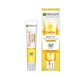 Garnier Vitamin C Sonnenschutzcreme, Unsichtbar aufhellendes Fluid, LSF 50+, Schützt und korriegiert Schäden durch die Sonne, Für Gesicht & Hals, Vegan, Für alle Hauttypen, Daily UV Invisible, 40