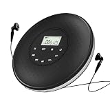 Tragbarer Heim-CD-Musikplayer, Desktop-CD-Player mit Wiederaufladbarem 1000-mAh-Akku, Integriertem Display, für das Auto zu Hause (Black)