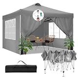 COBIZI Pavillon 3x3m Wasserdicht Stabil Winterfest Faltpavillon Partyzelt Gartenpavillon mit Entlüftung, 4 Seitenteilen, 4 Sandsack, Höhenverstellbar, Pop up Faltbar Gartenzelt, G