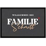 SpecialMe® Fußmatte mit Namen Willkommen Familie Wunschname Familienname personalisierte Geschenke rutschfest & waschbar schwarz 60x40