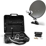 XORO 38,5 cm Camping Satellitenantenne MCA 38 HD Set, inkl. FullHD DVB-S2 Receiver, Single LNB mit integriertem Satfinder, 10m Kabel, Halterungen, im Hartschalenk