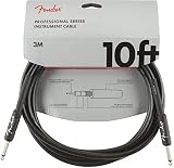 Fender Professional Series Gitarrenkabel, Hochwertiges Instrumentenkabel für E-Gitarre, Bass und Studio, Robuste Verarbeitung für klaren Sound, 3m, Gerade, Schw