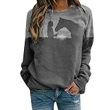 Pullover Damen Beste Freunde Pullover Damen Kapuzenpullover Sweatshirt Herbst Winter Langarm für Frauen mit Pferd Motiv Hemd Damenmode Lässig Langarm Bedruckte O-Neck Tops Sweatshirt B