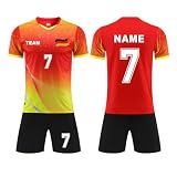 Benutzerdefiniert Trikot T-Shirt Shorts 2 Teiliges Set Jeder Name Nummer Team Logo - Fußballtrikot Kinder Männer Jungen Personalisierte Fußballtrikots Kinder Personalisiert, Trikot Personalisiert 2024