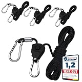 FENITEC 4X Premium Seilratsche, Abspannseil mit Ratsche, Einstellbarer Zeltschnur mit Spanner als Lampen Aufhängung, Sonnensegel Befestigung, Seilzug mit Ratsche, Tragkraft 68kg, Länge 2,4 m (4erSET)