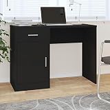 LAPOOH Schreibtisch mit Stauraum Schwarz 100x40x73 cm Holzwerkstoff, Gaming Tisch, Computertisch, Computer Desk, Office Table, Bürotisch, Arbeitstisch, Nähtisch, Pc T