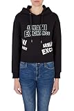 Armani Exchange Damen Nachhaltig, Hoodie, großes Frontlogo Hooded Sweatshirt, Black, S