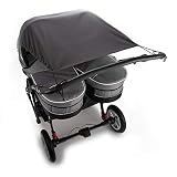 DIAGO Universal-Sonnensegel für Zwillingskinderwagen mit Babywanne/UV 50 Sonnenschutz/Sonnenrollo für Zwillingskinderwagen und Zwillingsbuggy/Großer Sonnenschutz/Sonnenrollo –