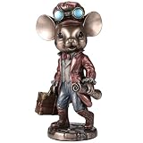 Veronese Design Sammelfigur, Motiv: Mister Mice Guy The Steampunk Traveler, Kaltgussharz, Bronze-Finish, Tier-Sammelfigur, Heimdekoration, 14
