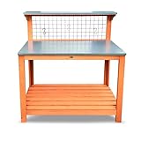 HABAU Gartentisch mit Arbeitsplatte, Tisch aus Holz für Balkon und Terrasse, 101 x 55 x 117