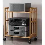 Universal TV Stand Shelves for 20 31 Inch Dvd Players Wooden Audio Rack with Movable Turntable Ideal for Living Room or Office Storag