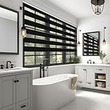 Verdunklungsrollo Klemmfix 35 x 320 cm Hitzeschutz Energiesparend Portable Verdunklungsfolie für Fenster Inkl. Montagematerial für Schlafzimmer Küche, Schw