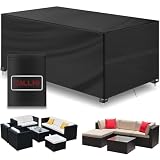 Callni Abdeckung Gartenmöbel Winterfest,Wasserdicht Abdeckplane 420D Oxford Gewebe mit Windfest Klipse, Winterfest Anti-UV Gartentische Schutzhülle für Balkonmöbel Möbelsets Lounge 170×115×95CM