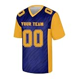 Generisch Personalisiert American Football Trikot Leicht Rugby Trikot Herren Atmungsaktiv Spieltrikot Bequem Tops Kurzarm Sport Oberteil T-Shirt Individuelles Teamname&Name&Nummer 1-12