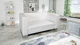Edles Loungesofa Chicago 2 Sitzer in Kunstleder Weiss Couch Polstersofa S