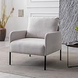 Wahson Relaxsessel Ohrensessel mit Kissen, Sessel Fernsehsessel mit Metallbeinen, Leinen, für Wohnzimmer/Schlafzimmer 70 x 73 x 80 cm, Beig