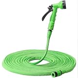 Navaris Flexibler Gartenschlauch 11,25-22,5m - mit 7 Funktionen Brause und Schnelladaptern - Wasserschlauch flexibel dehnbar - Wasser Garten S