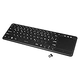 LogiLink ID0188 - Funk Tastatur mit eingebautem Touchpad, 12 praktischen Multimedia Funktionstasten und einem Schlaf-Energie-Sparmodus für PC/Windows/MacOS/Smart TV/Android Box, Schw