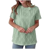 Bluse Damen Kurzarm Tshirt Damen Sommer Blusenshirt Frauen Baggy T-Shirt Elegant Locker Oberteile Basic Shirt Baumwolle Tunika Tops Teenager Mädchen Mode Oversize Streetwear Sport Basic T