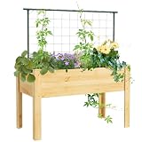Outsunny Urban Raised Vegetable Garden mit Spalier Raised Growing Table Hochbeetkasten für Klettergemüse Reben Pflanzen Blumen Cargo 300 kg 120x60x75 cm N
