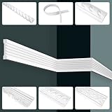 GRAND DECOR Stuckleisten Wand flach, PU Hartschaum & Flexibel - 2m Wandleisten modern glatt Zierleisten Flachprofile Polyurethan (2 Meter CR818 weiß)