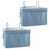 Atliberswo 2 Stück Betttasche Bett organizer zum einhängen, Magazine, Spielzeug, Handy, Kopfhörer (30 x 18.5 x 11 cm blau)