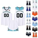 Basketball Trikot Herren Kinder;Personalisierte Basketball Trikot mit Eigenem Namen,Number und Logo;Basketball Trikot Selber Gestalten;T-Shirt Weste+Shorts;Geburtstagsgeschenk für Kinder;3XS-6XL