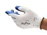 Ansell HyFlex 11-900 Arbeitshandschuhe, Öl Abweisende Mechanikschutz Handschuhe, Industrie PSA Damen Herren, Waschbar, Blau, Größe L (12 Paar)