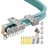 Biegbare Gardinenstange für Erkerfenster – Flexible Gardinenstange mit Zubehör für gebogene Decken- oder Wandmontageanwendung