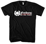 Freiburg Ehre und Stolz Herren T-Shirt | Trikot Breisgau Sport Shirt Fussball Ultra Skyline | M2 Schwarz (XXL)