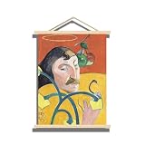 CHJQIERX Paul Gauguin Leinwandbild - Selbstporträt mit Heiligenschein Poster zum Aufhängen - Abstraktes Kunstporträt - Weltberühmtes Portrait-Poster - Coole Wanddekoration für Badezimmer Camp