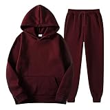 Faonkeew Trainingsanzug Unisex Stahlgrau Plain Jogginganzug Kapuzen Kapuzenpullover und Bottom Gym Wear Jogging Anzug Gym Warm Tracksuit Atmungsaktiv Sportanzug