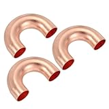 PATIKIL 1/2' OD 26x44mm Ellbogen Kupferrohrfitting, 3 Stück 180 Grad Biegung Schweiß Lötverbindung für HVAC Klimaanlage S
