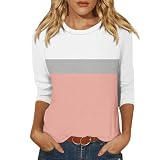 HOOUDO Sale Angebote Damen T-Shirt mit Rundhalsausschnitt, 3/4-Ärmeln, bedruckt, modisches Freizeitoberteil V Ausschnitt Damen T Shirt T-Shirt Damnen Fledermausshirts Da Meine Bestellungen Anzeig