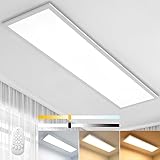 Dimmbar LED Deckenleuchte Panel 100x25 cm mit Fernbedienung, 28W Rechteck Deckenpanel mit Stark Leuchtkraft Licht, 2700K - 6500K Warmweiß Kaltweiß Tageslicht Deckenlampe für Büro Werkstatt W