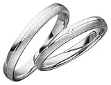 JC Trauringe 2 x Eheringe 925 Silber PAARPREIS inkl. Diamant und Gravur Ehe-ringe Verlobungs-ringe Brillant Heiraten Wedding Rings Partnerringe Platin Gold Weißgold S063