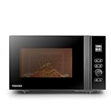 Toshiba MV-AM20T(BK) Mikrowelle/Solo-Mikrowelle/ 20 L/ 800 W/ 5 Leistungsstufen/ 12 Automatikprogramme/Emaille Innenraum/einfach zu reinigen/Auftaufunktion/Glasdrehteller (24,5 cm) /Schw