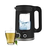 Cecotec Elektrischer Wasserkocher - 1,7L Thermosense 330 Glassy. 2200W, Hochwertiger Borosilikatglas-Korpus, Antikalk-Filter, 360°-Basis, Kabelloser Behälter, Leuchtanzeig