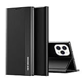 ORGCIUFB Handyhülle for Samsung Galaxy S8 magnetische transluzente Plattierungsleder Flip Case + PC Smart Ganzkörper-Schutzhülle-Ständer-Halter-Abdeckung Handyrückseite(Black Graphite)