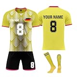 Generisch Trikot Kinder, Fussball Trikot mit Namen Nummer und Team Logo Kinder, Personalisierte Fußball Trikot Shorts Socken S