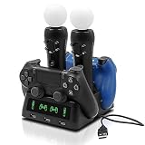 Tihokile Ladestation für die PS4-Konsole, kann die PS4-Konsole und den PS4-VR-Controller füllen, für PS4/PSVR/PS Pro/PS Slim, schnelles Stromversorgungsdesign, mit intelligenter Anzeig