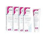 Enthaarungscreme 4er Pack sensitiv für seidig glatte Beine bis zu 2x länger als bei einer Rasur Veet Haarentfernungs-Creme Silk & Fresh sensible Haut 4x100