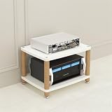 Eck-Entertainment-Center mit Verstärker-Schrankregal, 60 cm lang, Stauraum für Stereo-Komponenten-Plattenspieler, Empfänger und Elektronikgeräte (Weiß, 2 Ebenen)