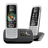 Gigaset C430A Duo 2 schnurlose Telefone mit Anrufbeantworter (DECT Telefon mit Freisprechfunktion, klassische Mobilteile mit TFT-Farbdisplay) schwarz-silb