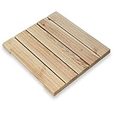 holz4home® Holzfliese Kiefernholz 47,5x47,5 cm I Terrassenfliese aus Holz I Terrassendiele Aussen I Rutschfest Geriffelt I Bodenfliese Terrasse Balkon G