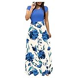 Angxiwan Angebote des Tages Heute Deal Damen Damen Freizeitkleid Blumen Drucken Ärmellos Tunika Kleid Rundhals Rüschen Strandkleider Lang Mini Dress Leinen Hemdkleid Figurbetontes Casual BOD