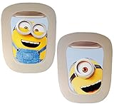 alles-meine.de GmbH 2 TLG. Set große Fensterbilder - Minion - Ich einfach unverbesserlich/Bullauge - Flugzeug Fenster - Sticker Fenstersticker Aufkleber - selbstkleb